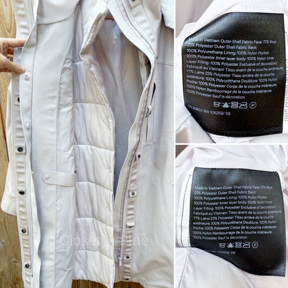 Lululemon Roam Far Wool 3-in-1‎ Jacket Size 8 Heathered Light Chrome - Picture 8 of 17